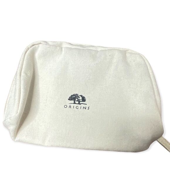 Origins cream canvas make up bag with zip closure small marks inside - Picture 1 of 6